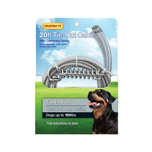 Westminster Pet 7N29620 Ruffin' It Super-Duty Weather-Resistant Tie-Out Cable Cushioning Spring, steel, 20'